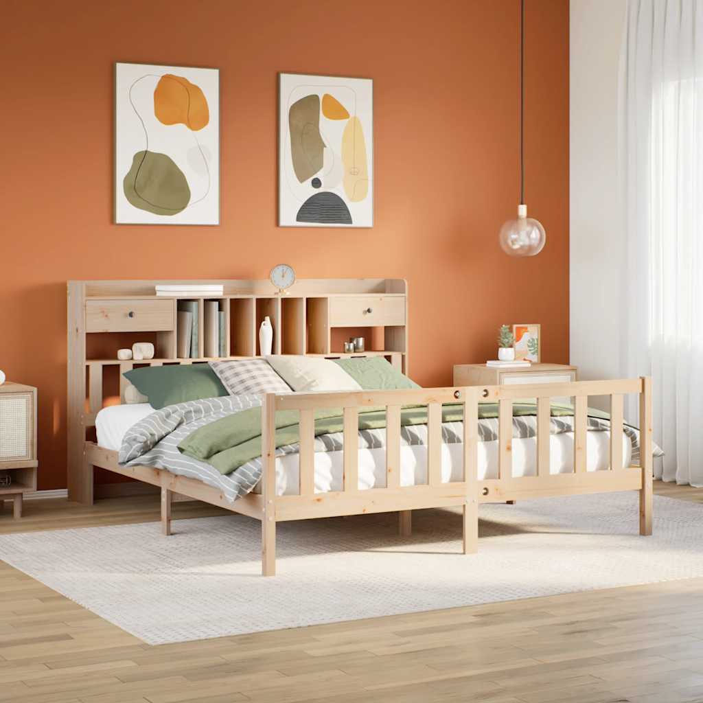Lit bibliothèque sans matelas 180x200 cm bois massif de pin - XIOS