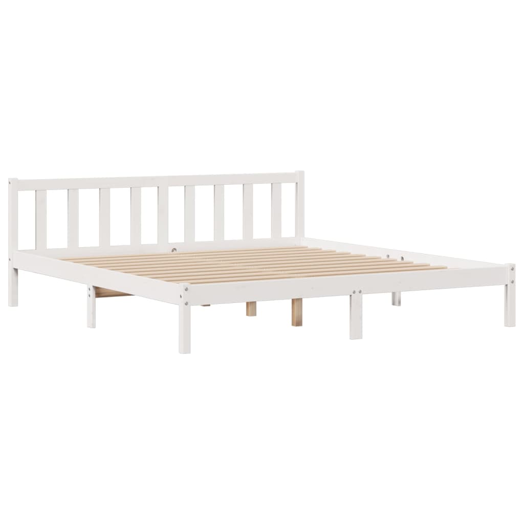 Lit bibliothèque sans matelas blanc 180x200 cm bois pin massif