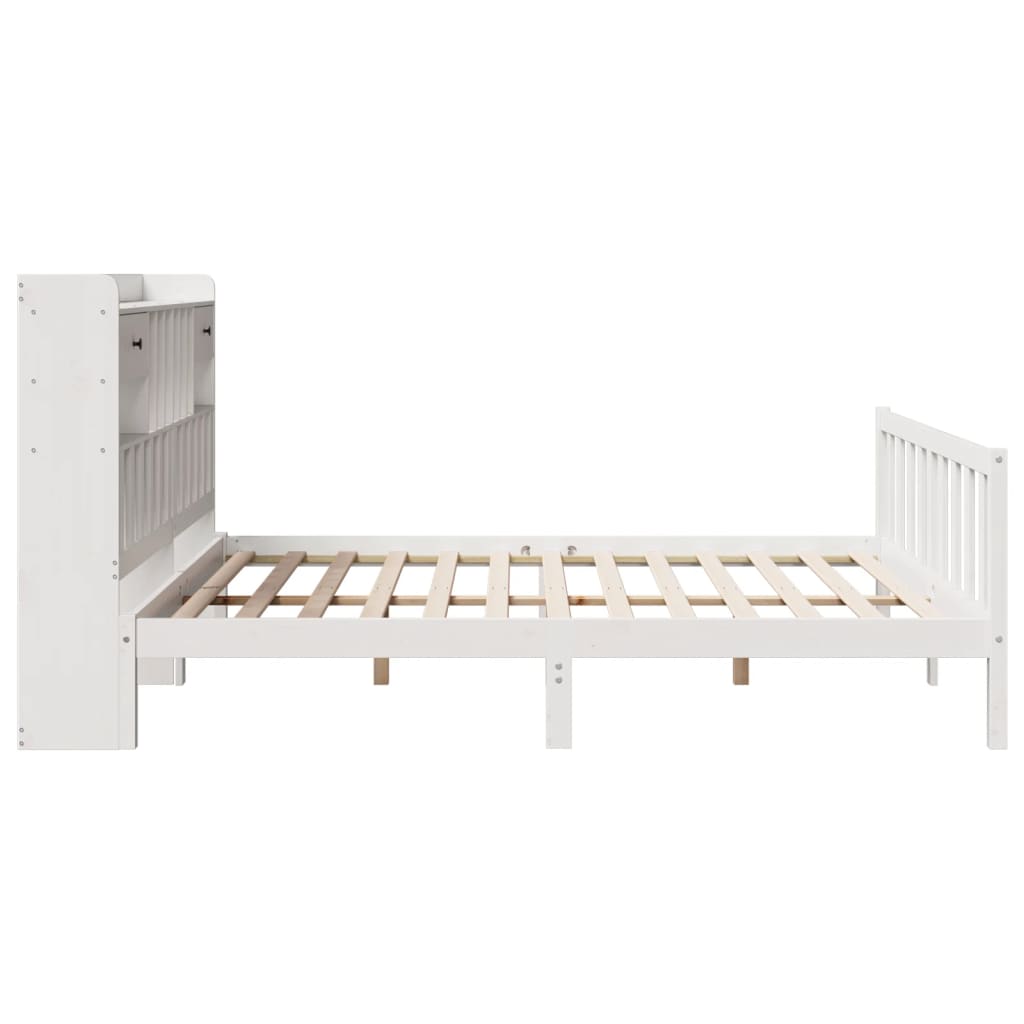 Lit bibliothèque sans matelas blanc 180x200 cm bois pin massif