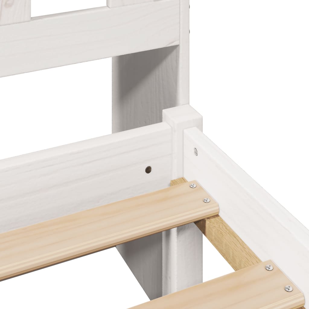 Lit bibliothèque sans matelas blanc 180x200 cm bois pin massif - XIOS