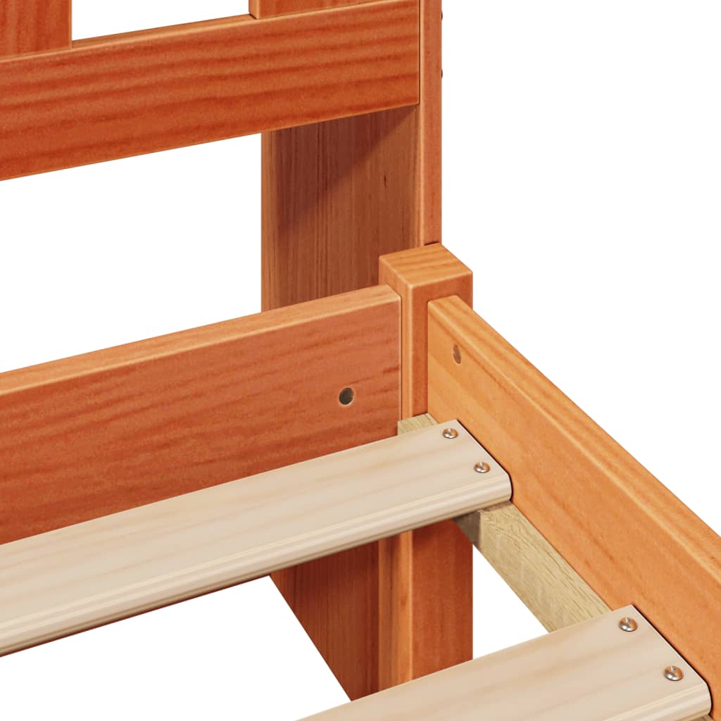 Lit bibliothèque sans matelas cire marron 160x200 cm pin massif - XIOS