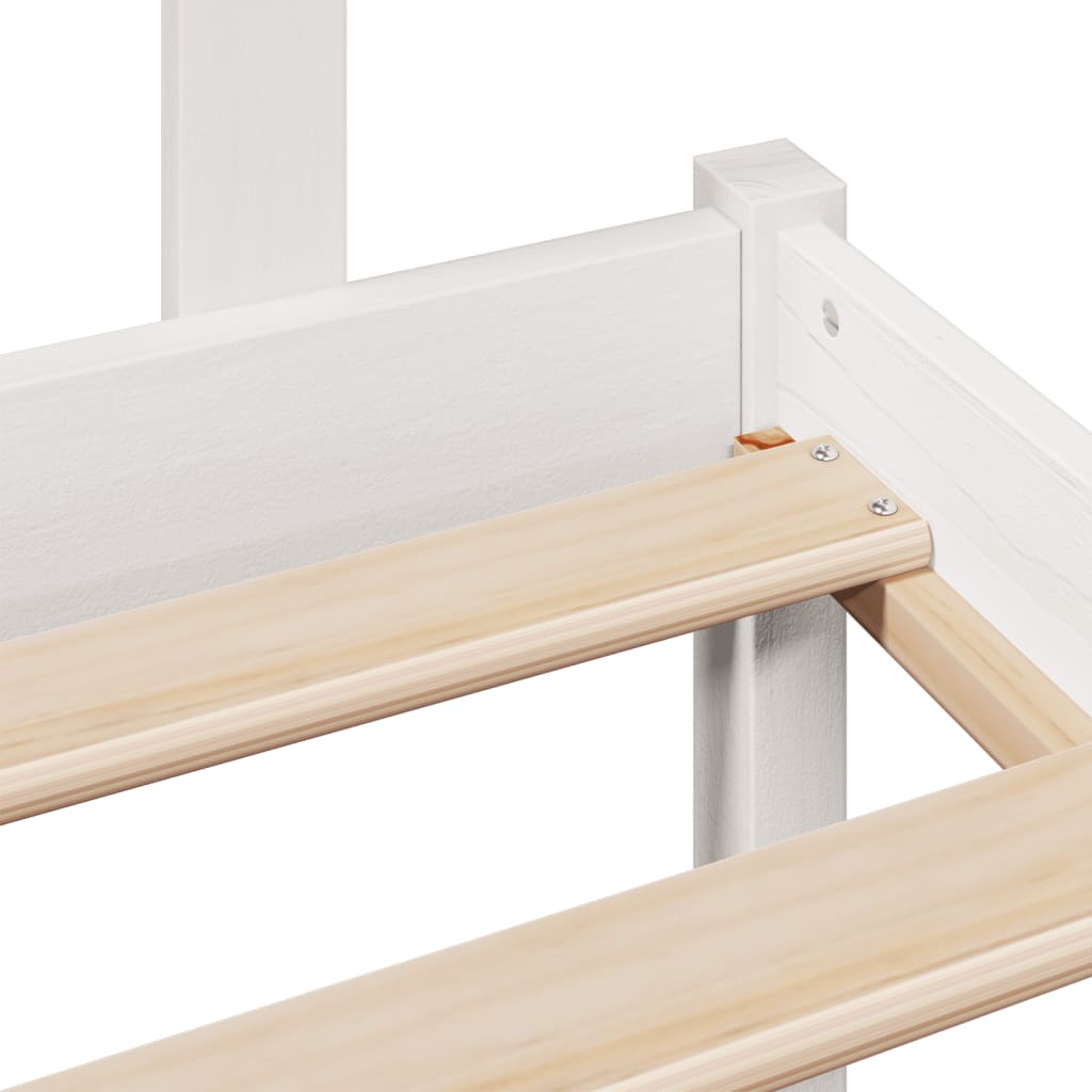 Lit bibliothèque sans matelas blanc 140x190 cm bois pin massif - XIOS