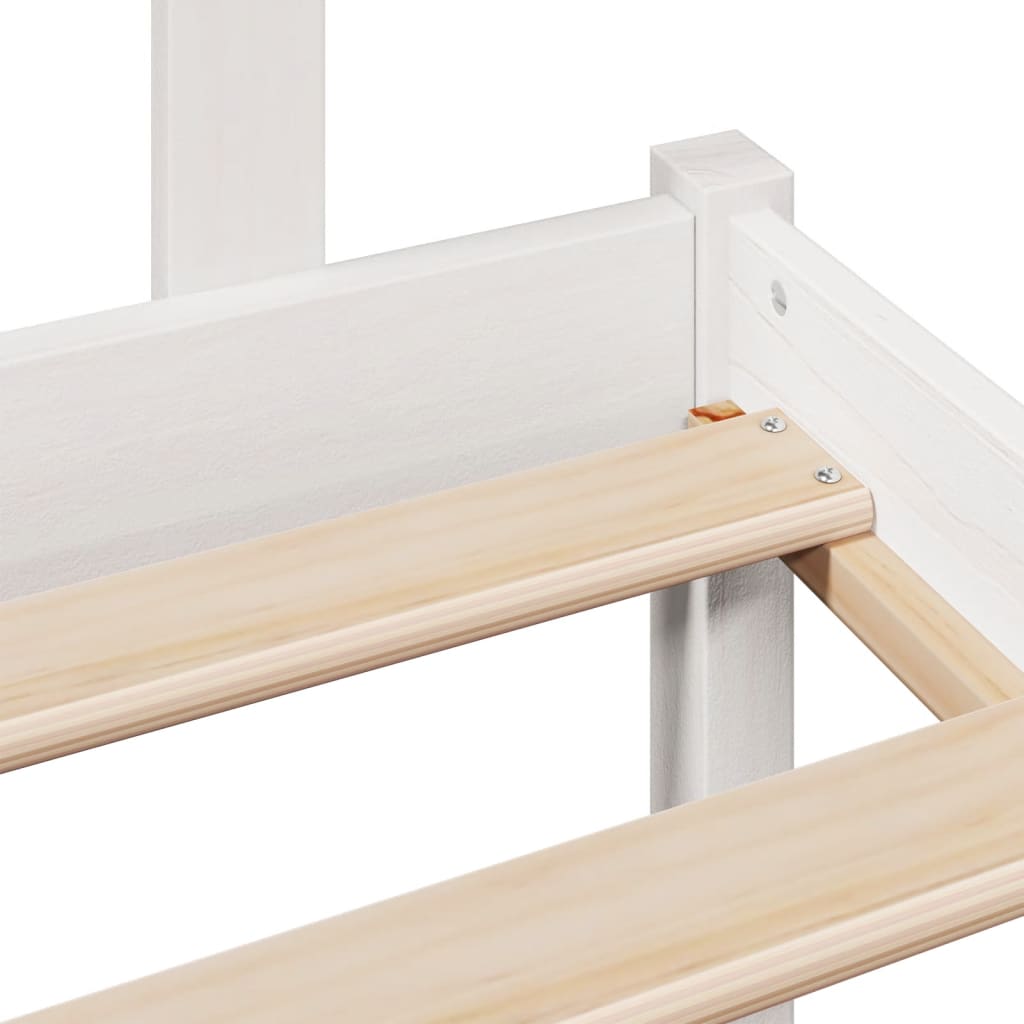 Lit bibliothèque sans matelas blanc 140x200 cm bois pin massif - XIOS