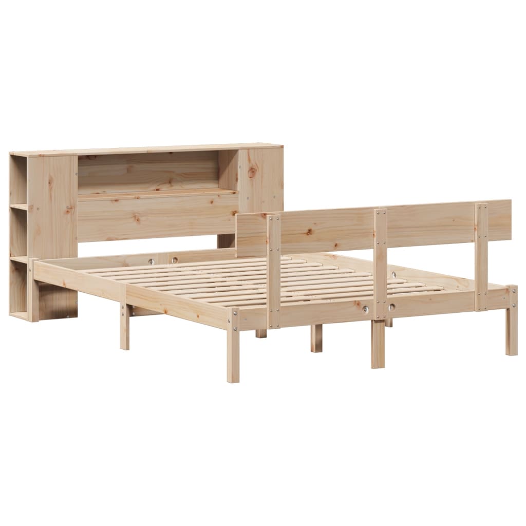 Lit bibliothèque sans matelas 160x200 cm bois massif de pin - XIOS
