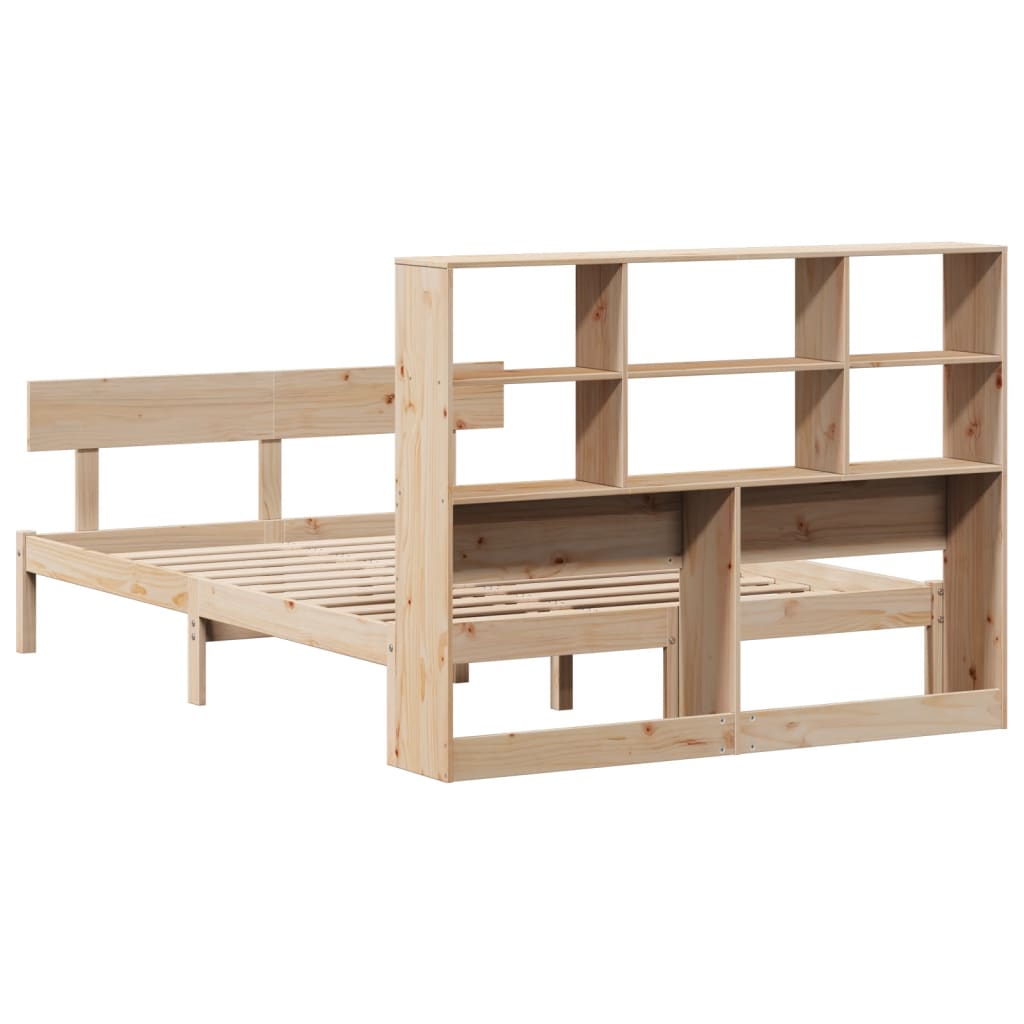 Lit bibliothèque sans matelas 120x190 cm bois de pin massif - XIOS