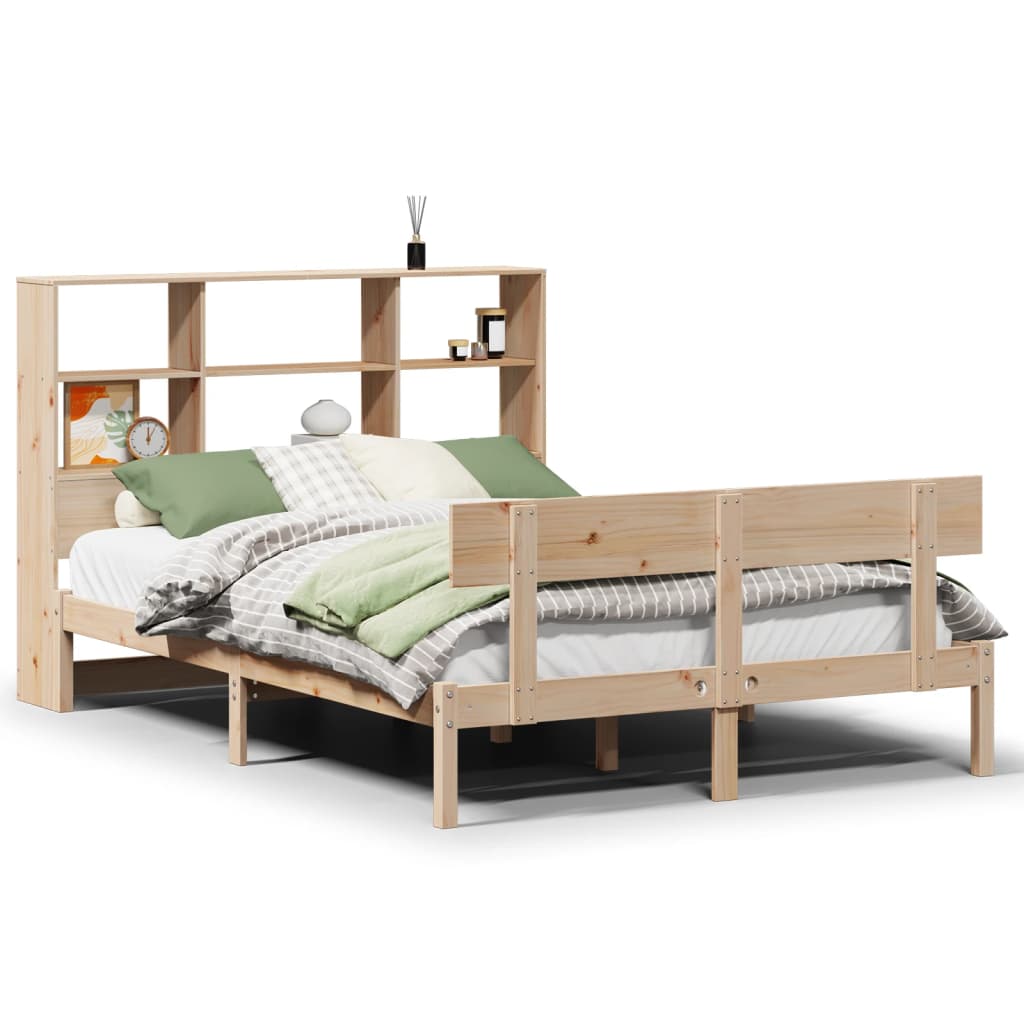 Lit bibliothèque sans matelas 140x190 cm bois de pin massif - XIOS