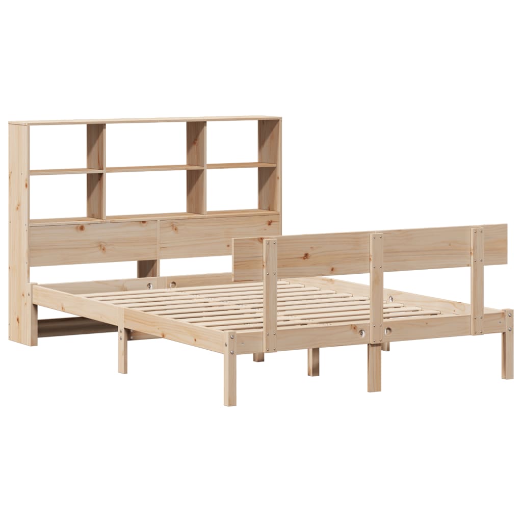 Lit bibliothèque sans matelas 140x190 cm bois de pin massif - XIOS