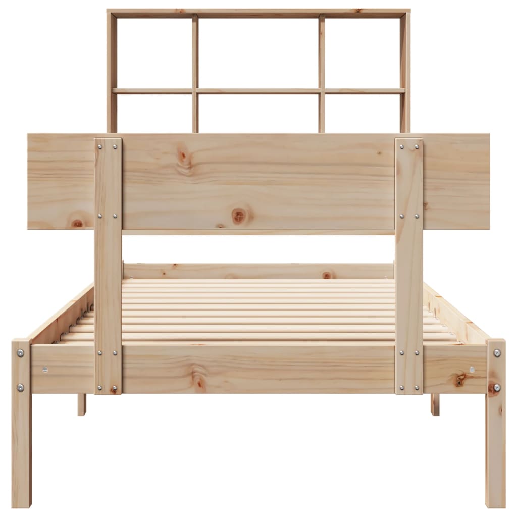 Lit bibliothèque sans matelas 90x200 cm bois de pin massif - XIOS