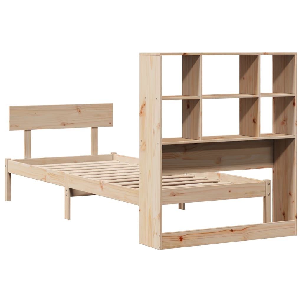 Lit bibliothèque sans matelas 90x200 cm bois de pin massif - XIOS