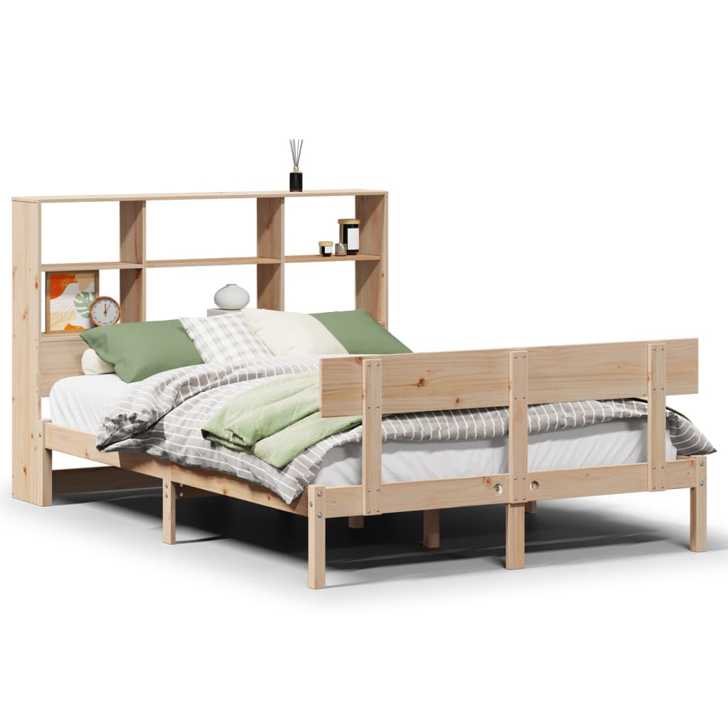 Lit bibliothèque sans matelas 120x200 cm bois de pin massif - XIOS