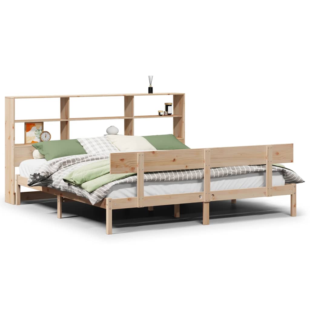 Lit bibliothèque sans matelas 180x200 cm bois massif de pin - XIOS