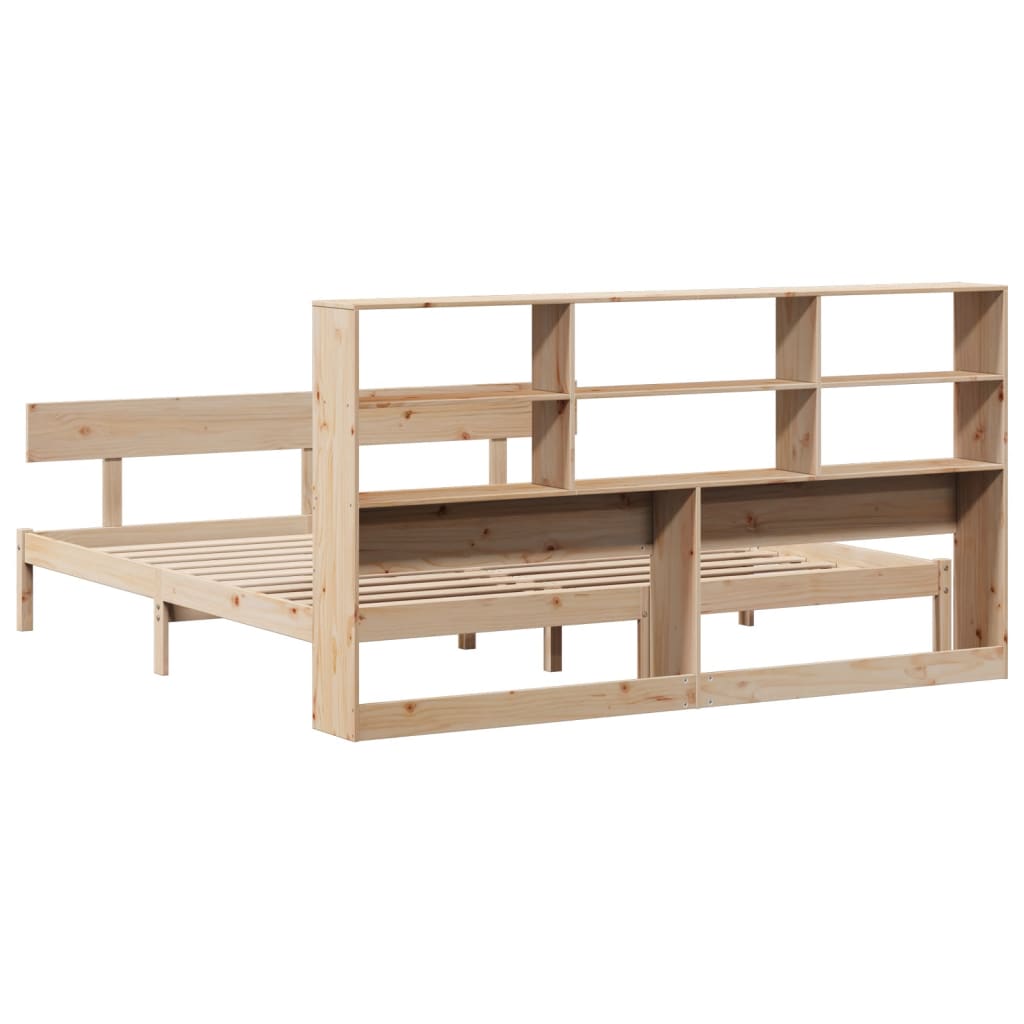 Lit bibliothèque sans matelas 180x200 cm bois massif de pin - XIOS