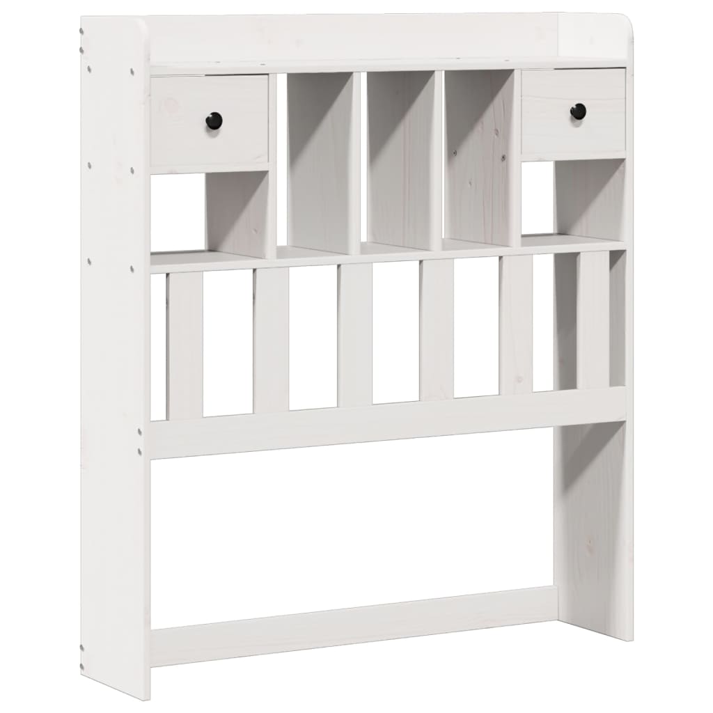 Lit bibliothèque sans matelas blanc 90x190cm bois de pin massif