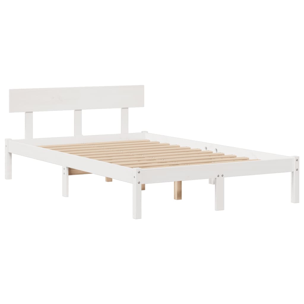 Lit bibliothèque sans matelas blanc 135x190 cm bois pin massif - XIOS