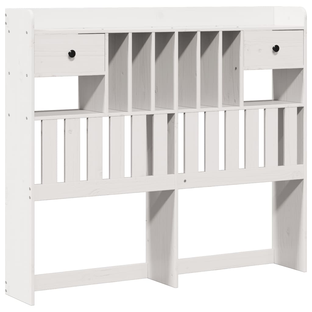 Lit bibliothèque sans matelas blanc 135x190 cm bois pin massif - XIOS