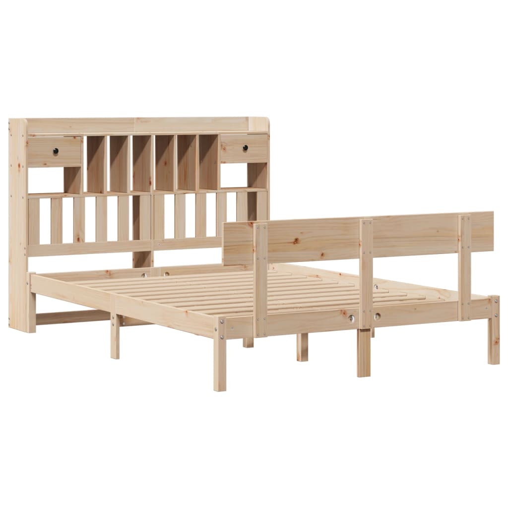 Lit bibliothèque sans matelas 140x190 cm bois de pin massif - XIOS