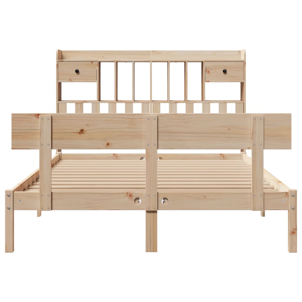 Lit bibliothèque sans matelas 140x190 cm bois de pin massif - XIOS