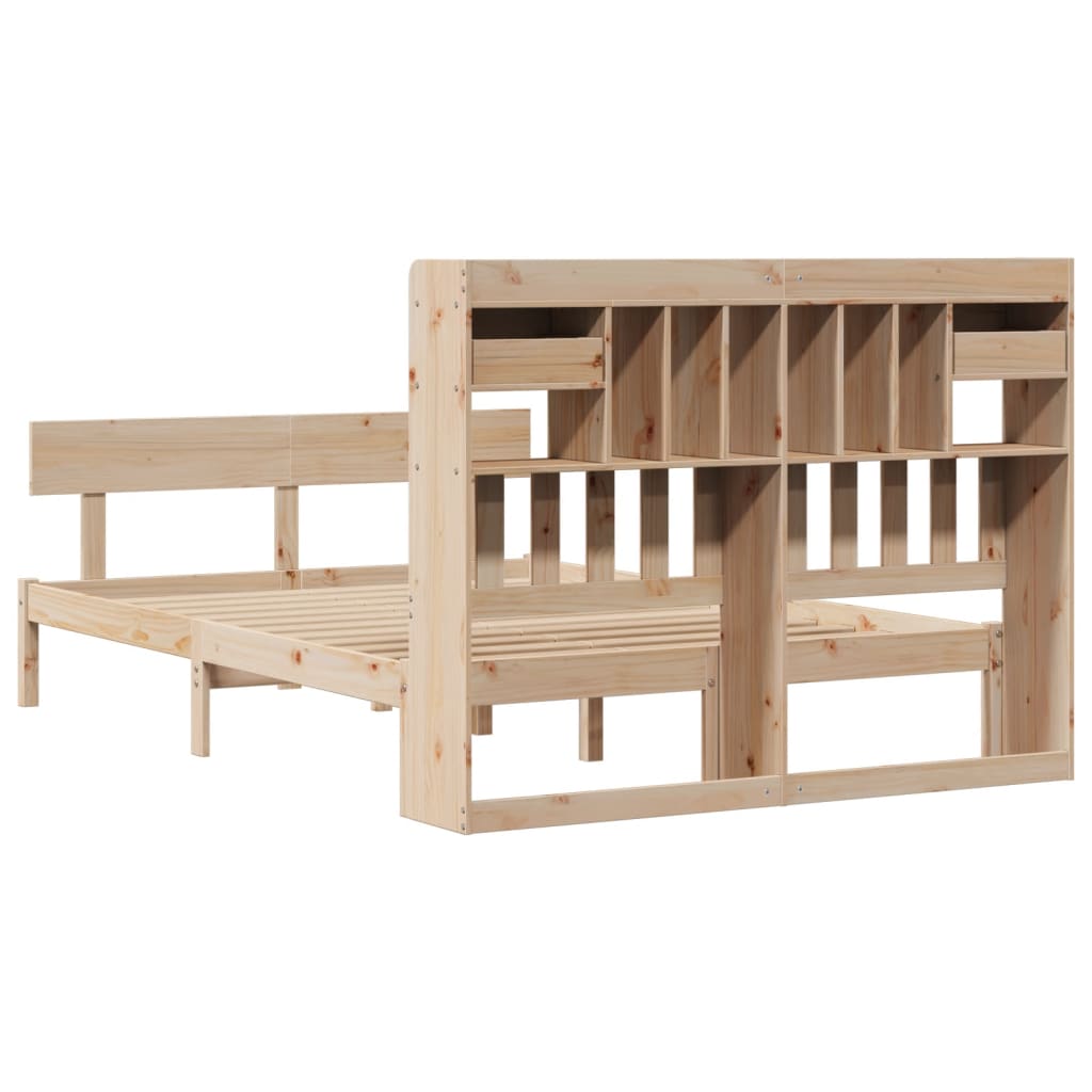 Lit bibliothèque sans matelas 140x190 cm bois de pin massif - XIOS