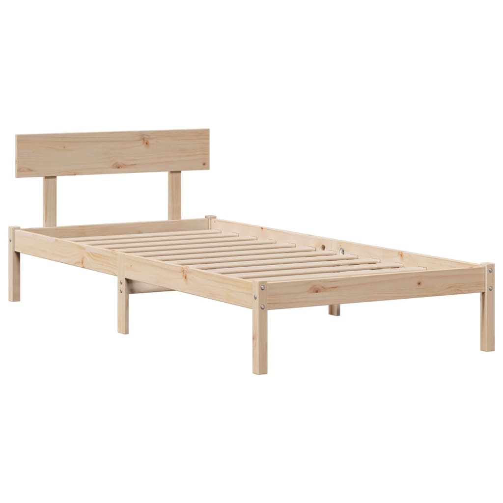 Lit bibliothèque sans matelas 90x200 cm bois de pin massif - XIOS