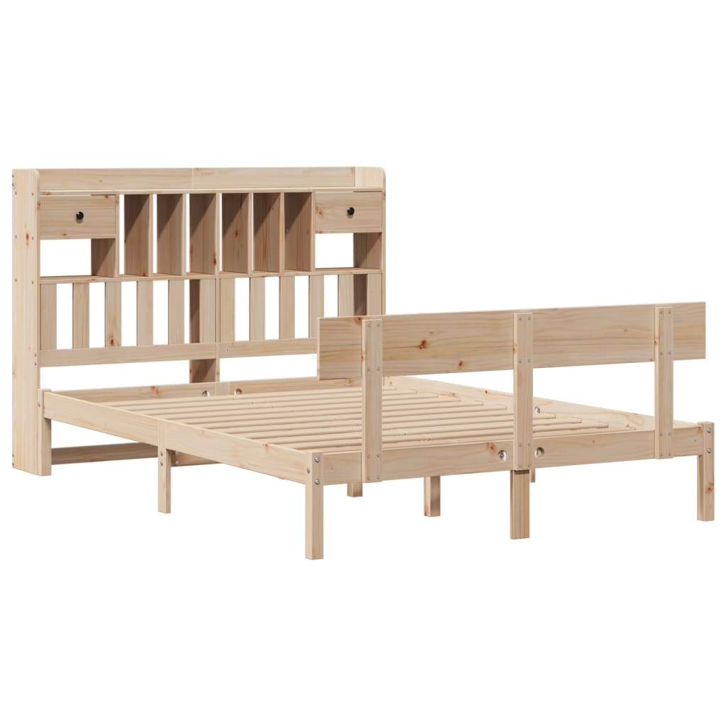 Lit bibliothèque sans matelas 140x200 cm bois massif de pin - XIOS