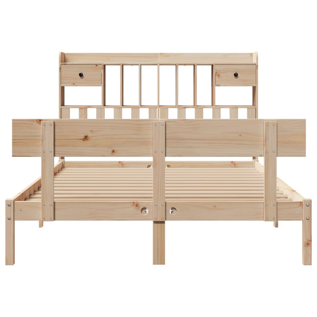 Lit bibliothèque sans matelas 140x200 cm bois massif de pin - XIOS