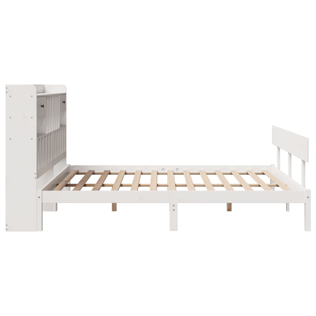 Lit bibliothèque sans matelas blanc 180x200 cm bois pin massif