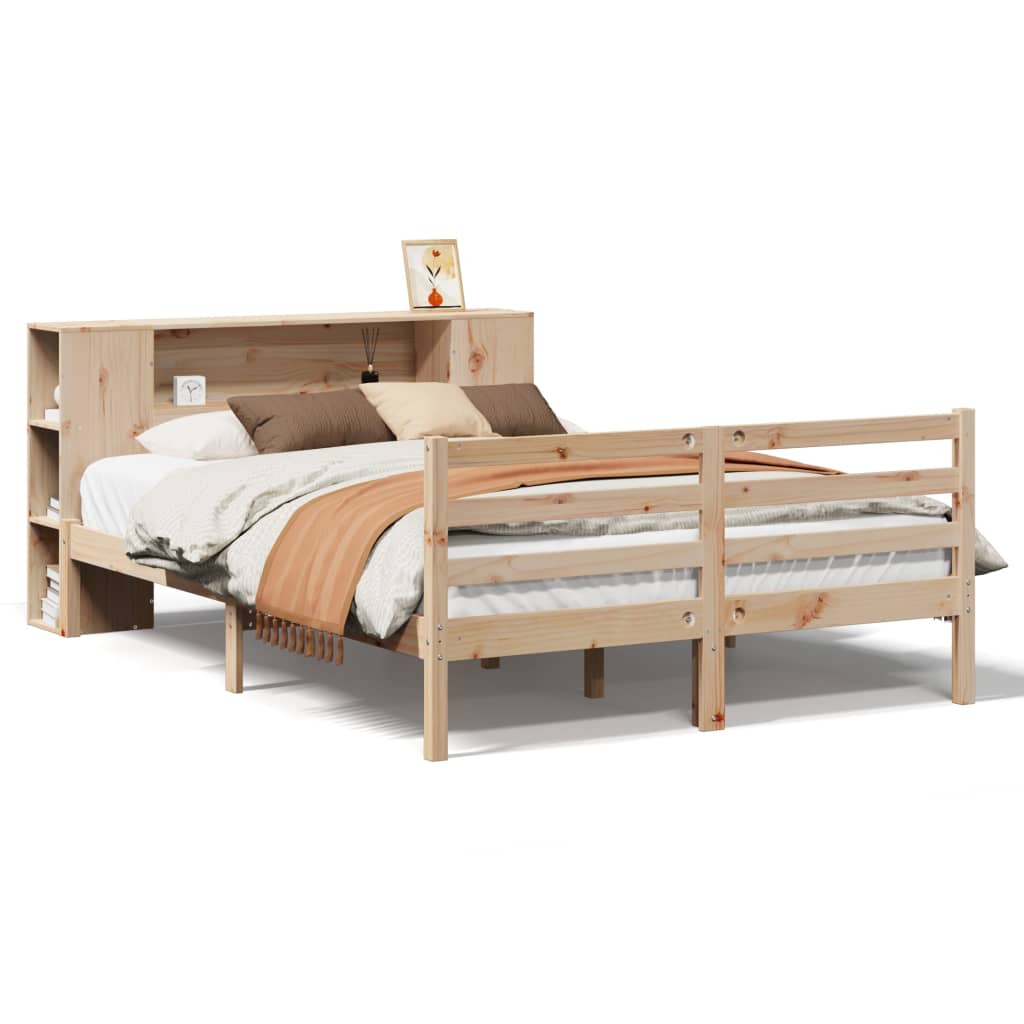 Lit bibliothèque sans matelas 140x190 cm bois de pin massif - XIOS