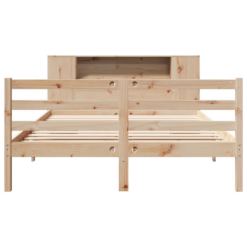 Lit bibliothèque sans matelas 140x190 cm bois de pin massif - XIOS