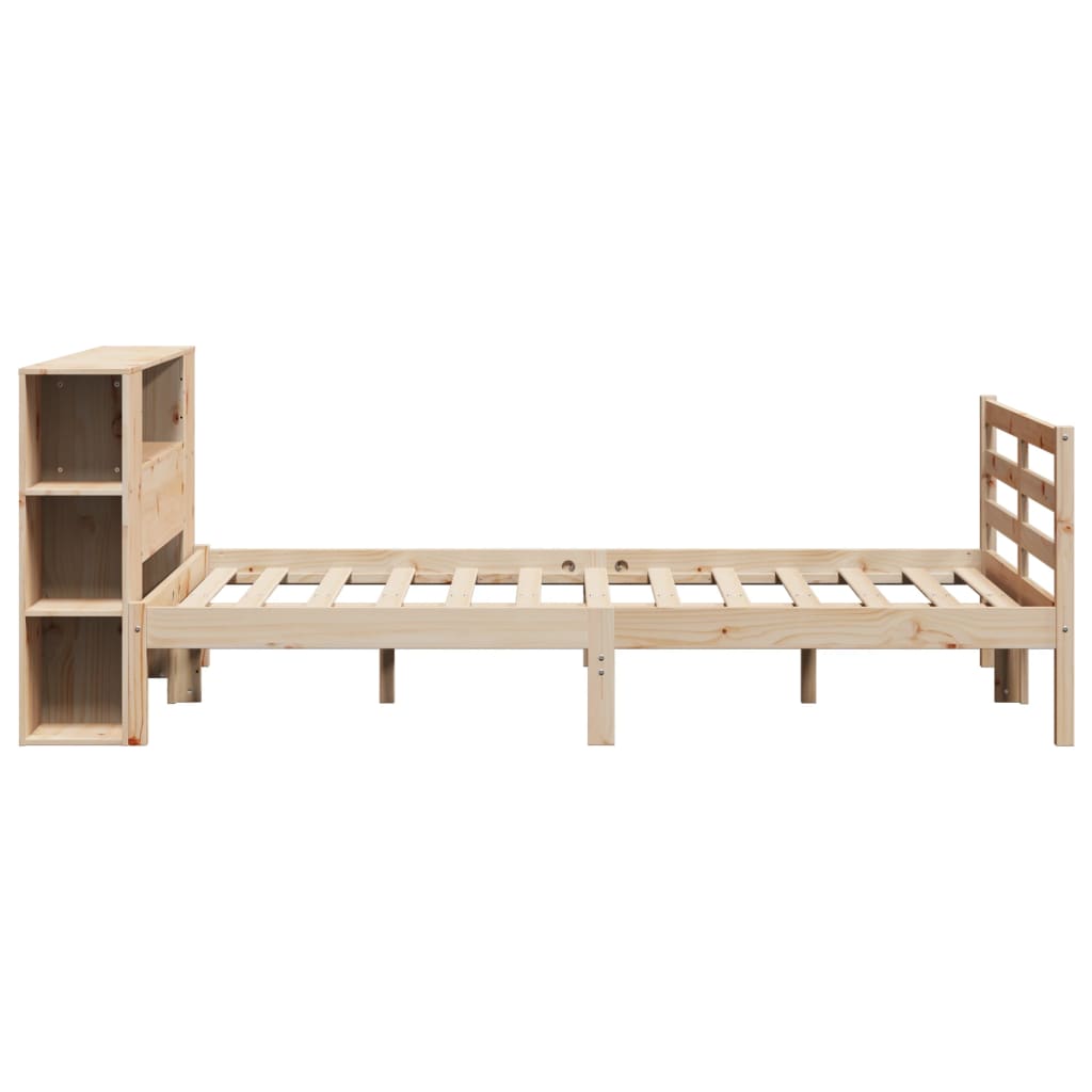 Lit bibliothèque sans matelas 140x190 cm bois de pin massif - XIOS