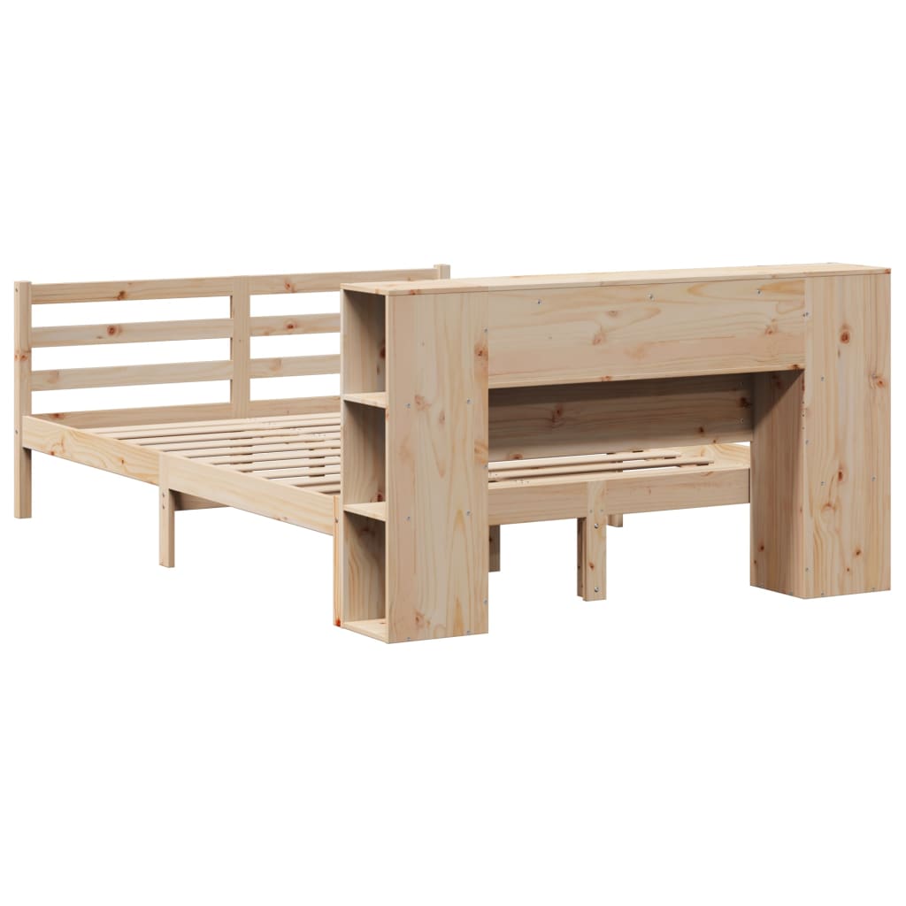 Lit bibliothèque sans matelas 140x200 cm bois massif de pin - XIOS