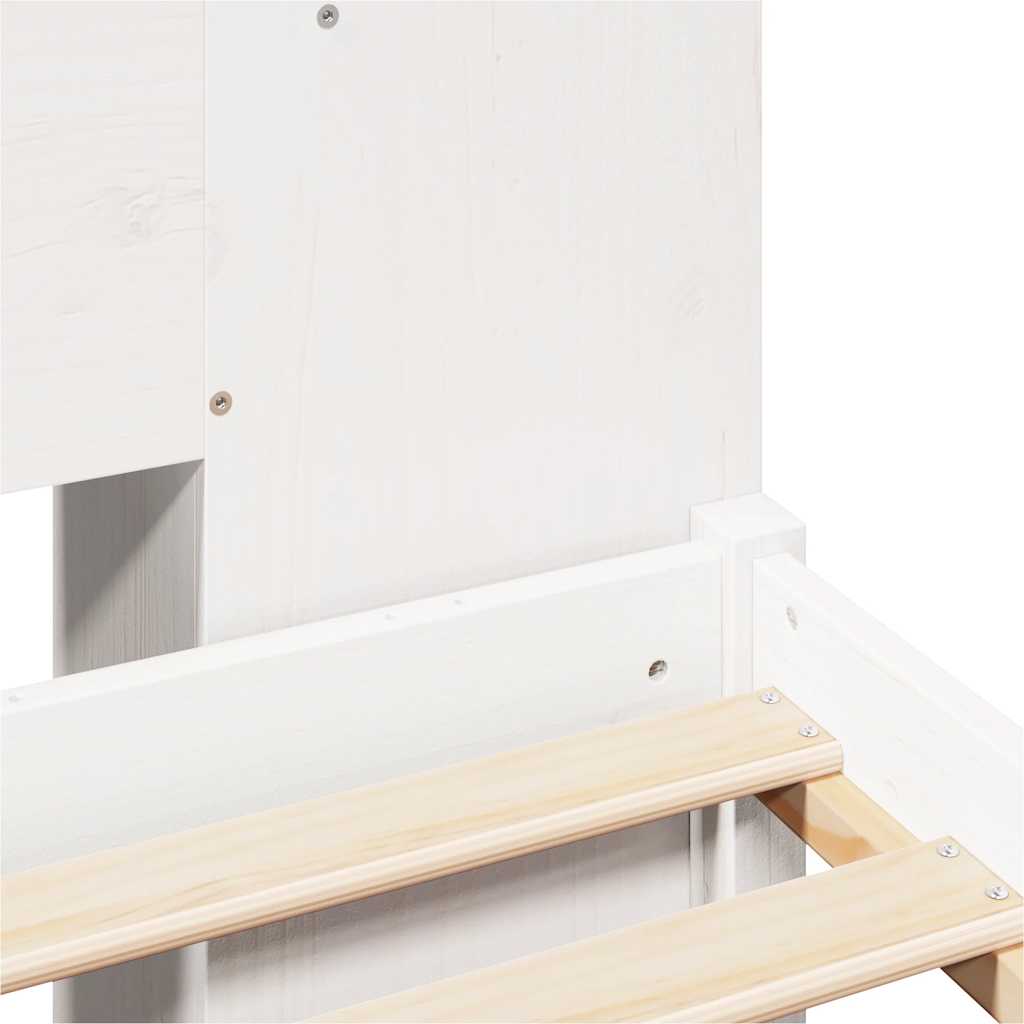 Lit bibliothèque sans matelas blanc 150x200 cm bois pin massif