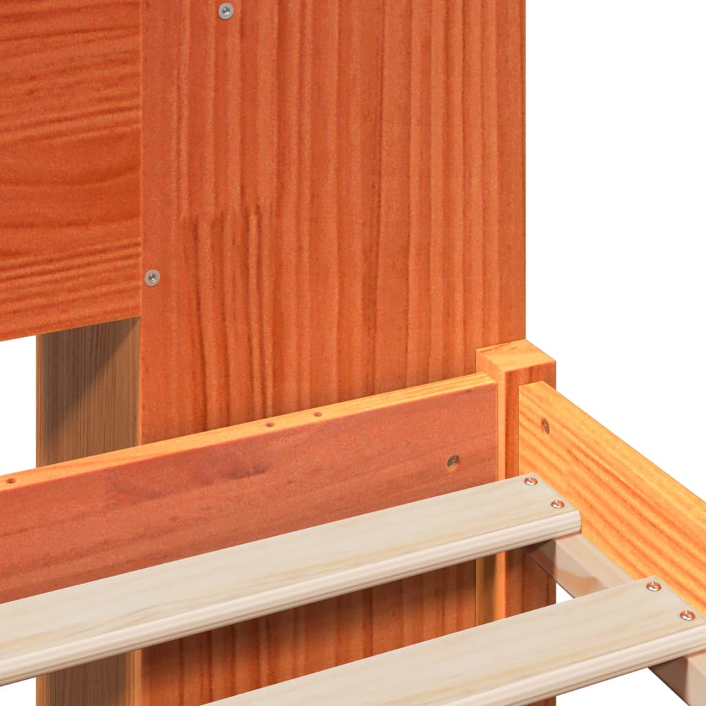 Lit bibliothèque sans matelas cire marron 140x200 cm pin massif - XIOS