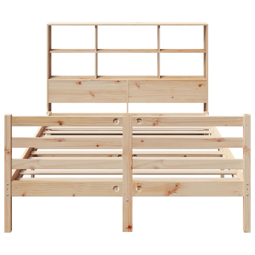 Lit bibliothèque sans matelas 140x190 cm bois de pin massif - XIOS