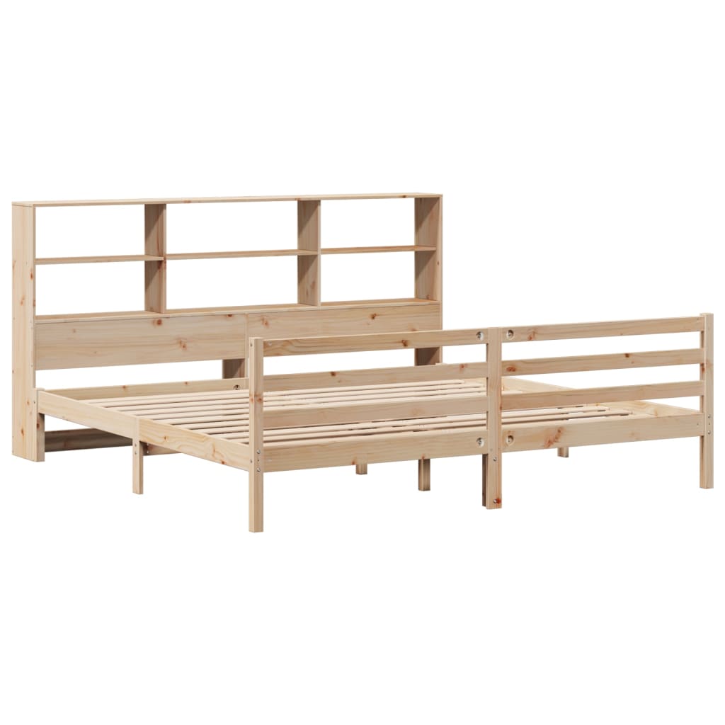 Lit bibliothèque sans matelas 180x200 cm bois massif de pin - XIOS