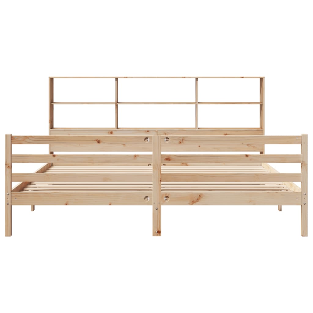 Lit bibliothèque sans matelas 180x200 cm bois massif de pin - XIOS