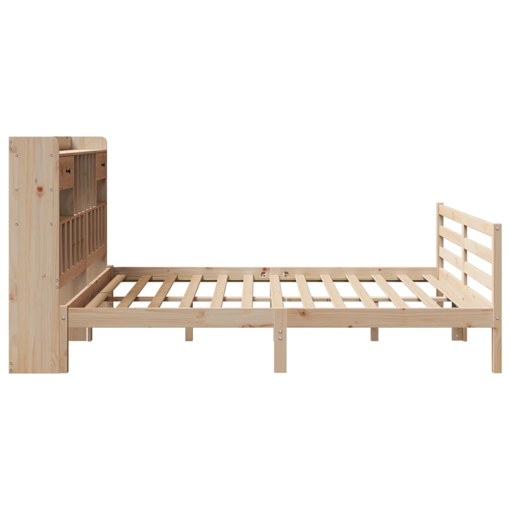 Lit bibliothèque sans matelas 180x200 cm bois massif de pin