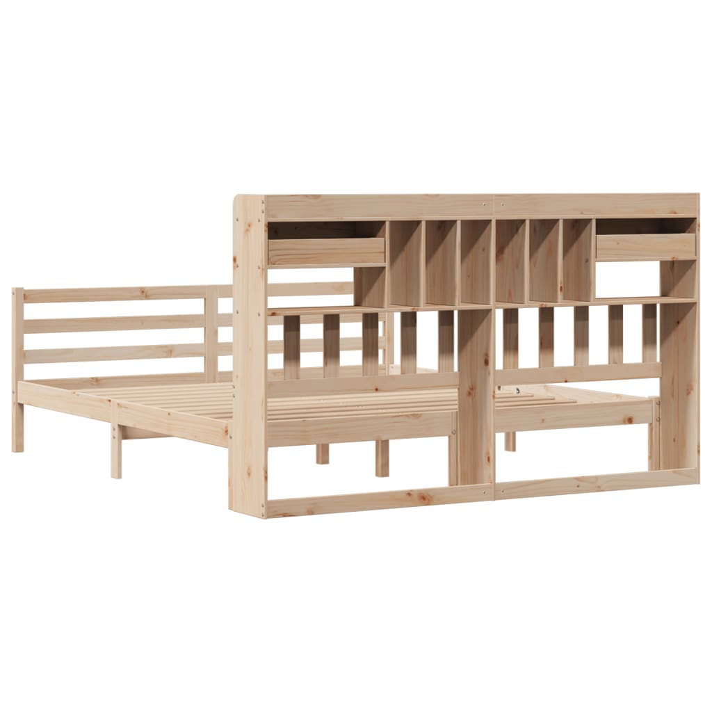 Lit bibliothèque sans matelas 180x200 cm bois massif de pin