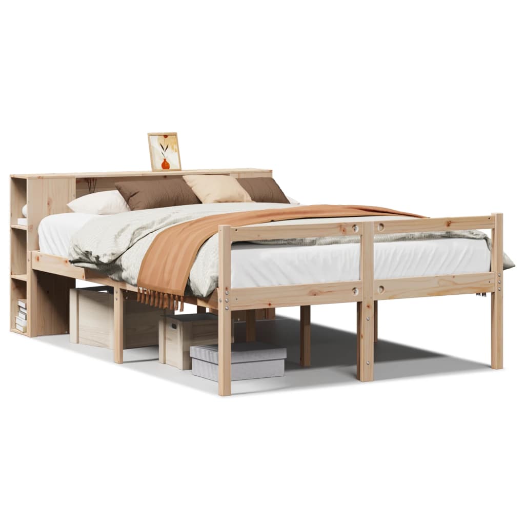 Lit bibliothèque sans matelas 135x190 cm bois de pin massif - XIOS