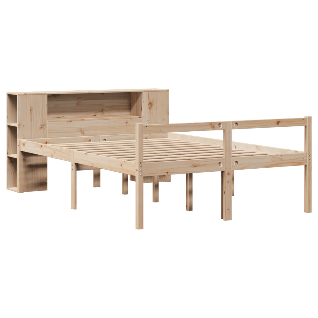 Lit bibliothèque sans matelas 135x190 cm bois de pin massif - XIOS