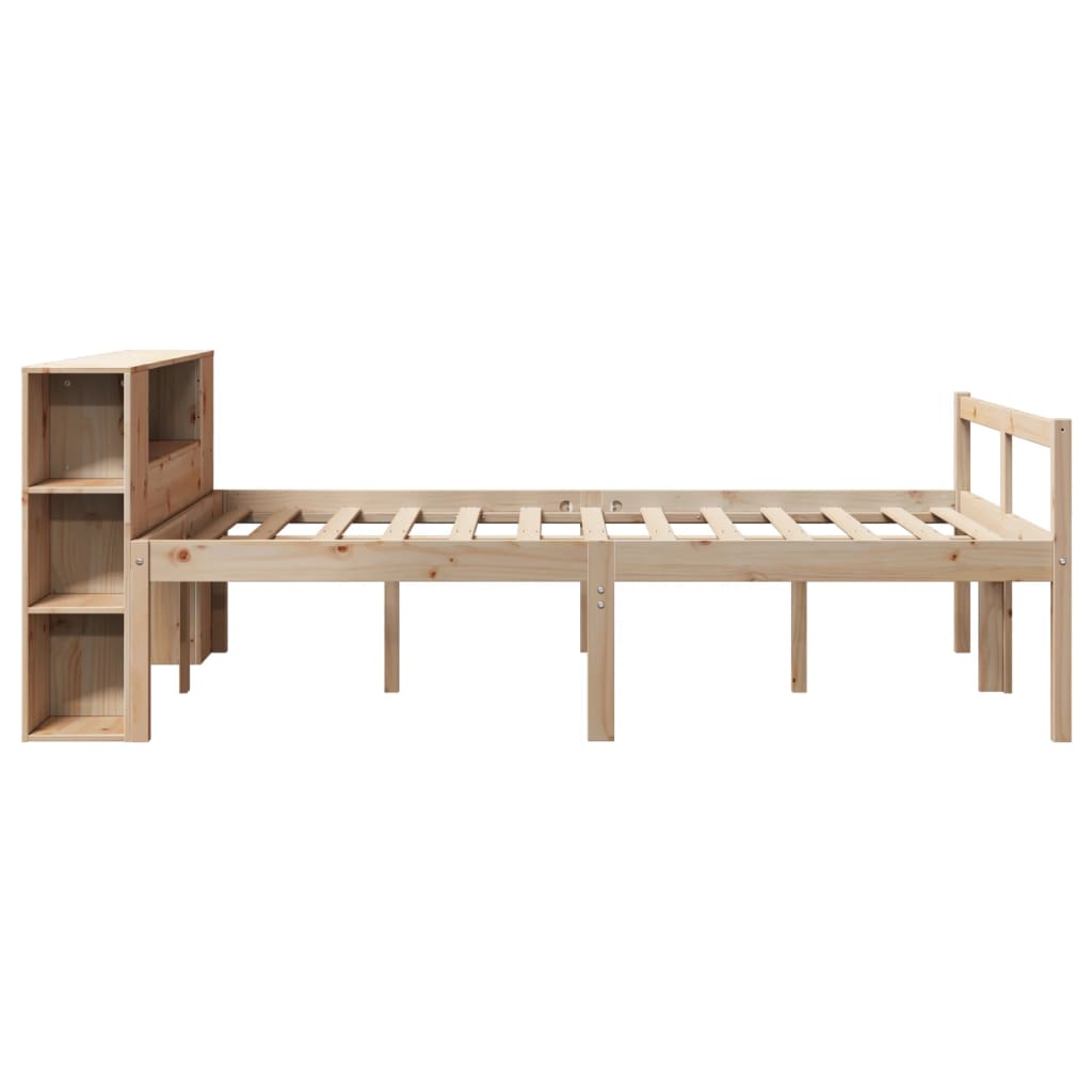 Lit bibliothèque sans matelas 135x190 cm bois de pin massif - XIOS