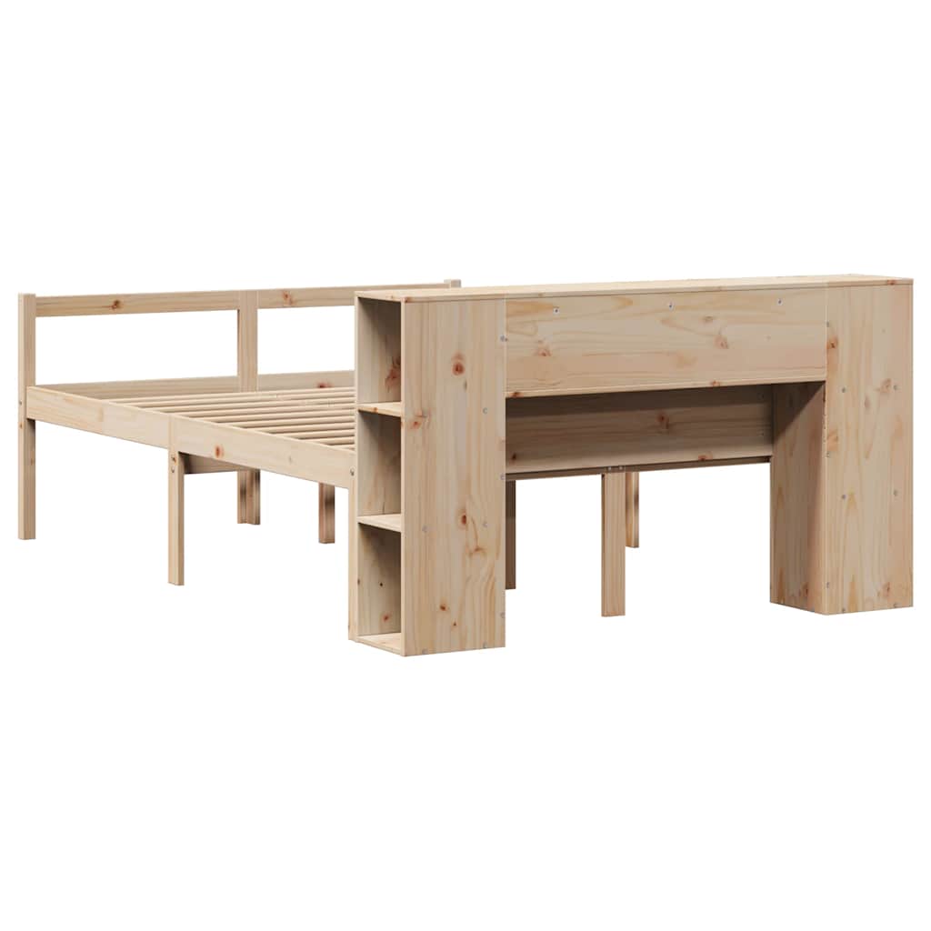 Lit bibliothèque sans matelas 140x190 cm bois de pin massif - XIOS