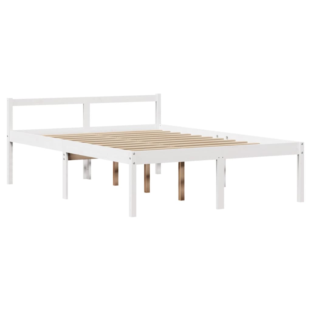 Lit bibliothèque sans matelas blanc 150x200 cm bois pin massif - XIOS