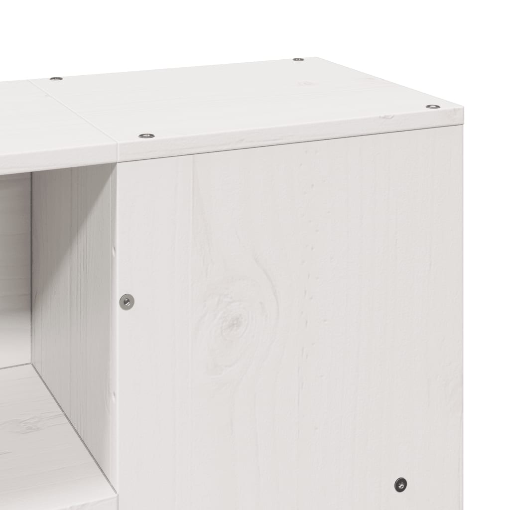 Lit bibliothèque sans matelas blanc 150x200 cm bois pin massif - XIOS