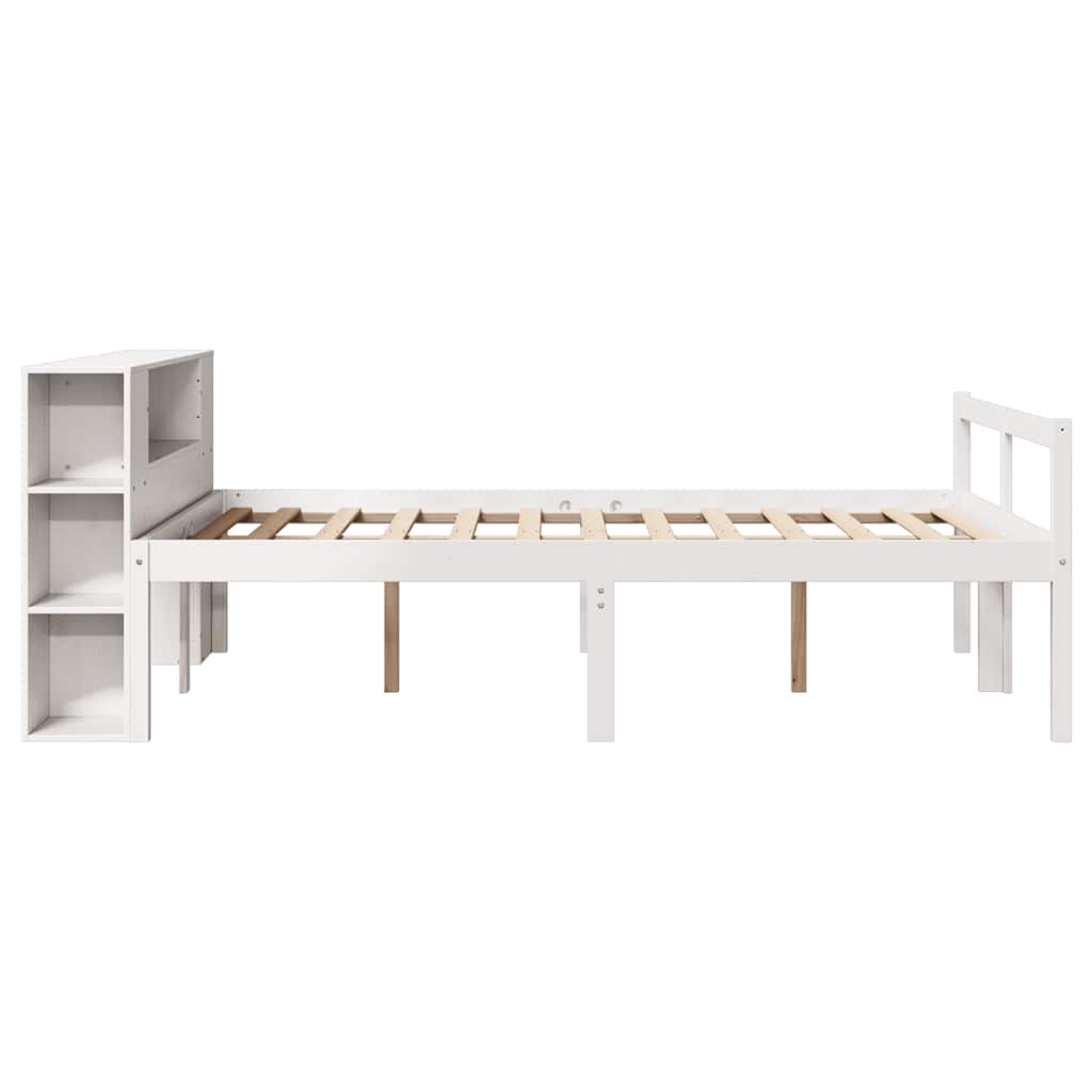 Lit bibliothèque sans matelas blanc 160x200 cm bois pin massif - XIOS