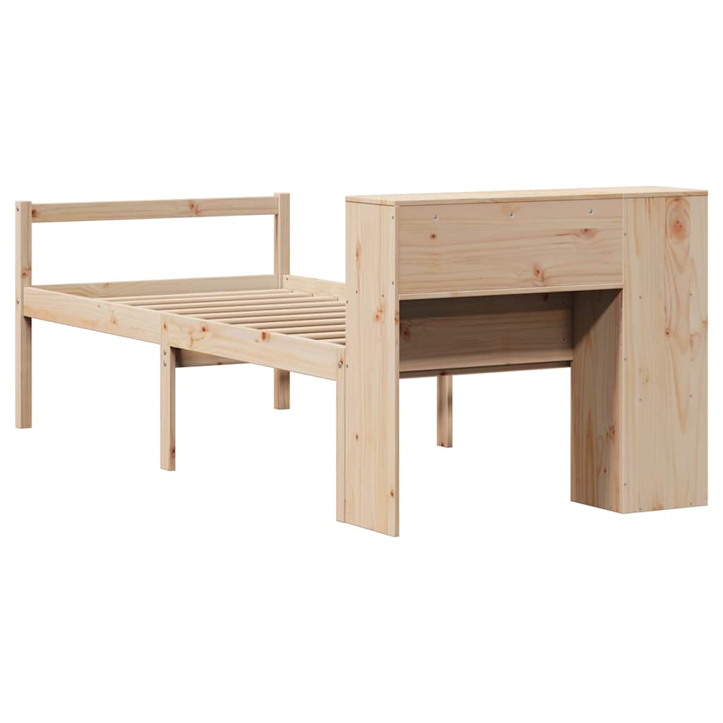 Lit bibliothèque sans matelas 90x200 cm bois de pin massif - XIOS