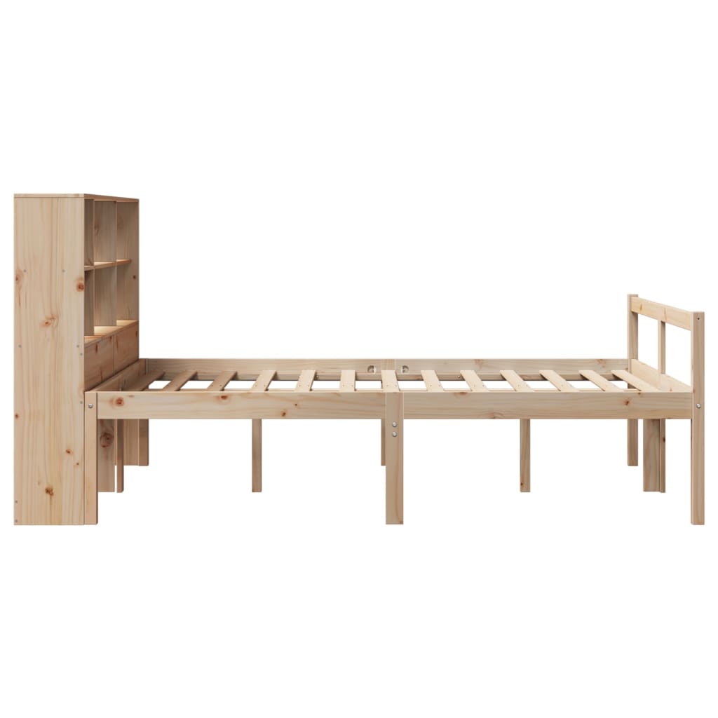 Lit bibliothèque sans matelas 140x190 cm bois de pin massif - XIOS