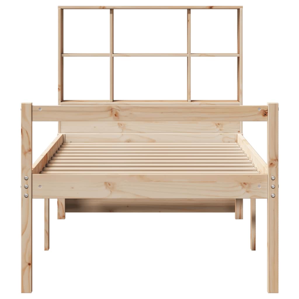Lit bibliothèque sans matelas 90x200 cm bois de pin massif - XIOS