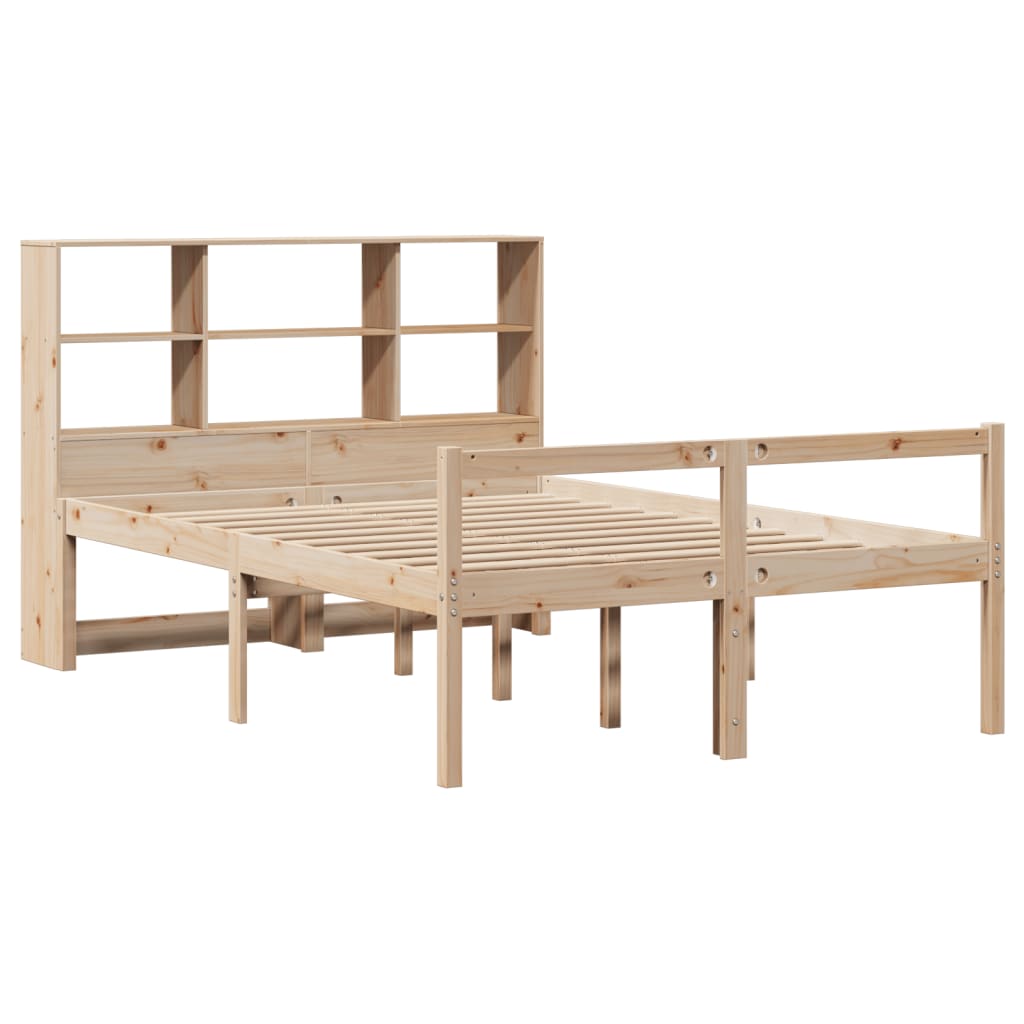 Lit bibliothèque sans matelas 140x200 cm bois massif de pin - XIOS