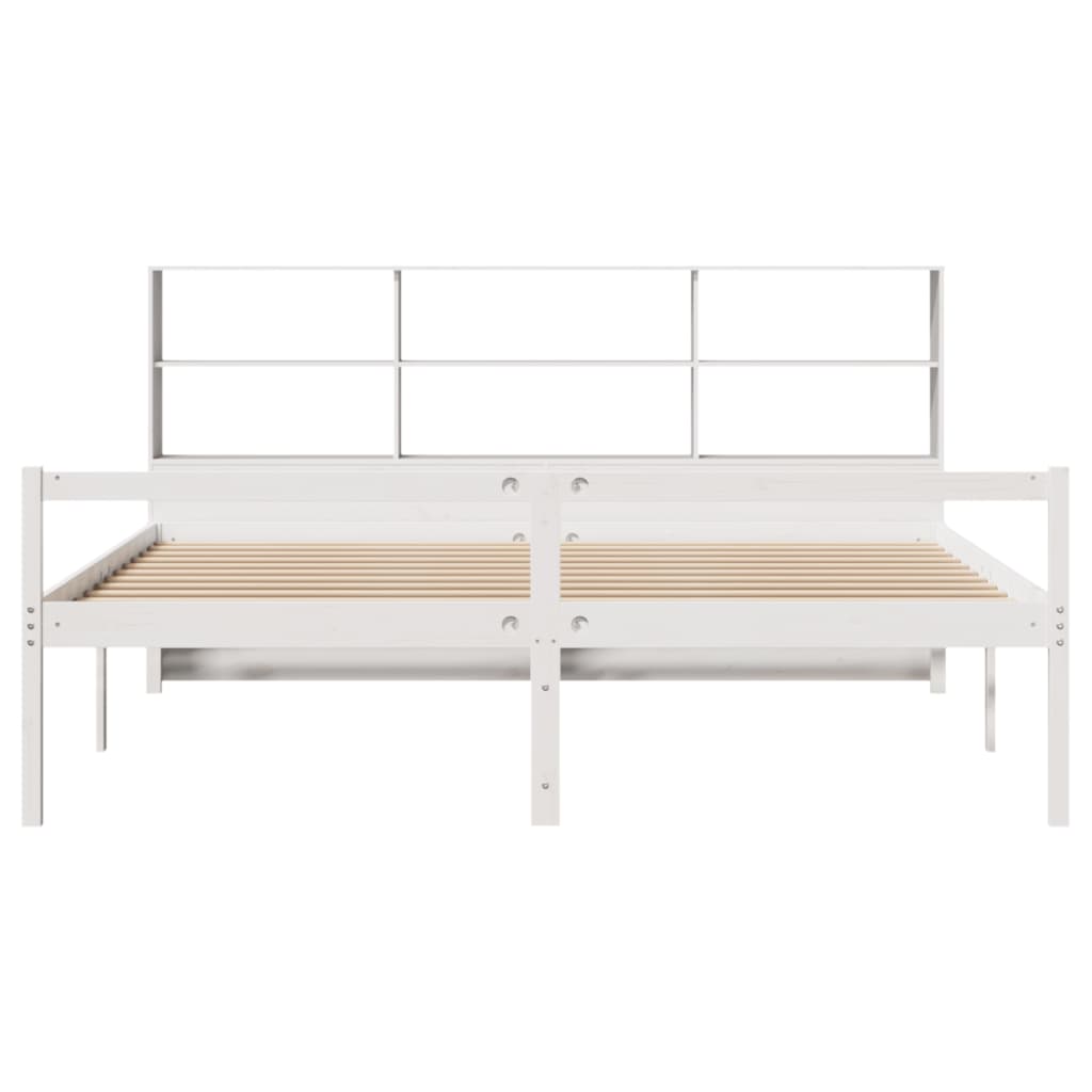 Lit bibliothèque sans matelas blanc 180x200 cm bois pin massif - XIOS