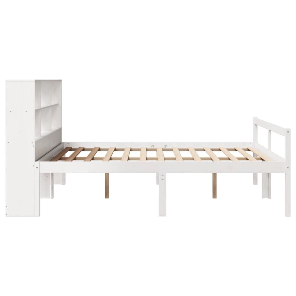 Lit bibliothèque sans matelas blanc 180x200 cm bois pin massif - XIOS